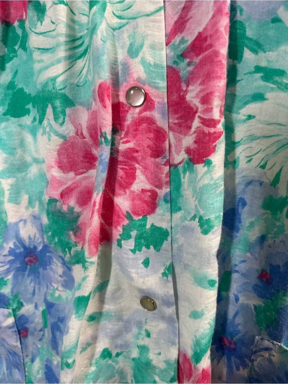 Simply Basic Floral House Dress Duster Robe Small Snap Front